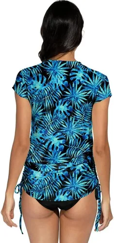 Vista 5 de Spadehill Protección solar UV de manga corta para mujer protección contra erupciones de media cremallera
