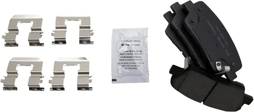 Vista 4 de TRQ Kit de pastillas de freno trasero y rotor, pinza de freno, kit químico pastillas de freno Rotor de freno de cerámica compatible con Hyundai