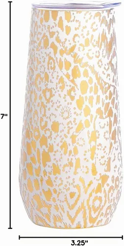 Vista 6 de Lilly Pulitzer Copa de Champán sin Tallo de 10 Oz, Vaso Pequeño de Acero Inoxidable con Tapa, Copa de Metal con Aislamiento de Doble Pared