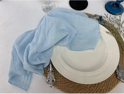 Vista 7 de Servilletas de tela de gasa de estopilla, paquete de 6 servilletas de 16 x 16 pulgadas, 100% algodón suave natural, para bodas, fiestas, familia