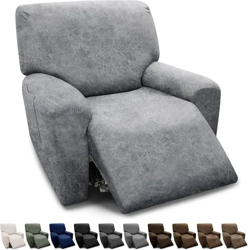 Vista 23 de Fundas para Sillón de 2 Piezas con Cojín en T, Fundas de Aspecto de Cuero para Sofá, Fundas para Sillas, Protector de Muebles Elástico, Funda