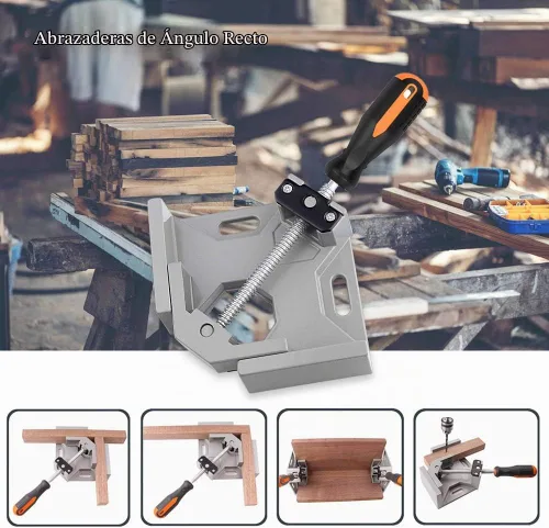 Vista 5 de Paquete de 2 abrazaderas de ángulo recto – Abrazaderas de 90 grados para carpintería, abrazadera de esquina de aleación de aluminio de un solo mango