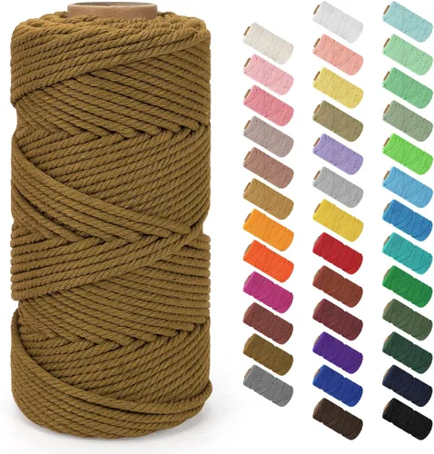 Vista 101 de Cuerda de macramé de 0.079 in x 220 yardas (656 pies), cuerda de algodón natural para colgar en la pared, ganchos de plantas, manualidades Verde