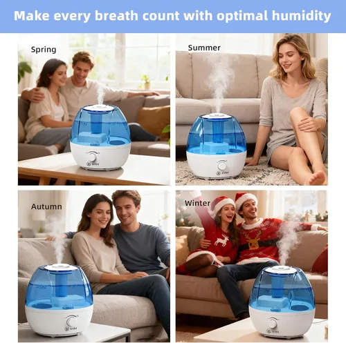 Vista 7 de Humidificador ultrasónico de niebla fría KVM, humidificadores de aire silenciosos para dormitorio, guardería, oficina y plantas