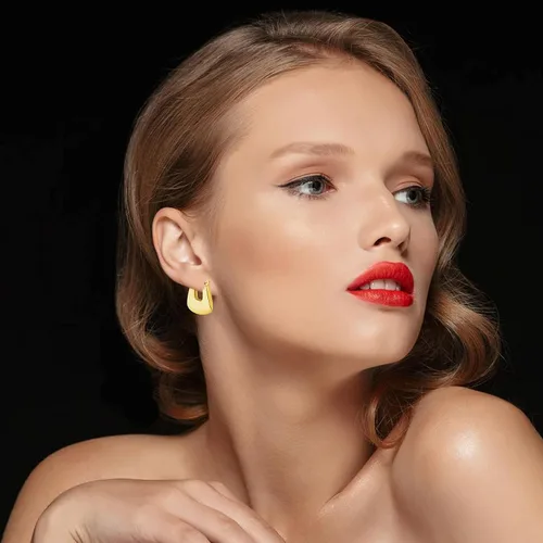 Vista 5 de Aretes de aro gruesos chapados en oro de 14 quilates, ligeros, hipoalergénicos, abiertos, minimalistas, regalos de joyería para mujeres o niñas
