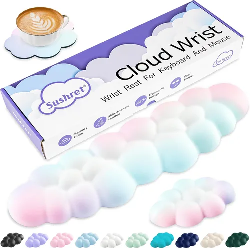 Vista 17 de Cloud Reposamuñecas para Teclado, Juego de Almohadilla para Muñeca de Teclado Cloud con Espuma Viscoelástica de Cuero PU, Lindo Reposabrazos