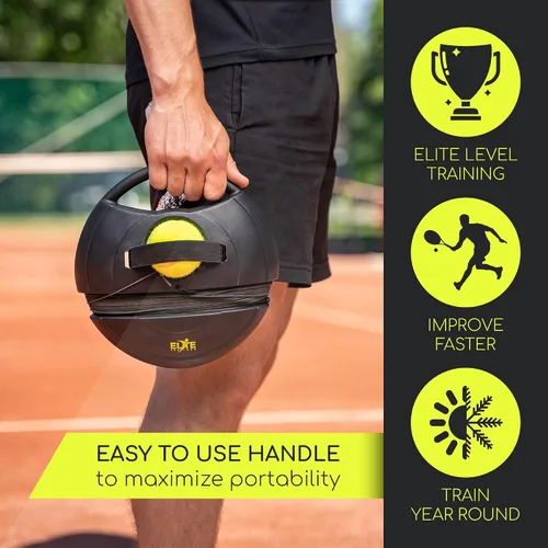 Vista 5 de Juego de pelotas de rebote de tenis Base de potencia resistente, no requiere relleno Tres pelotas de tenis, cuerda elástica larga y bolsa