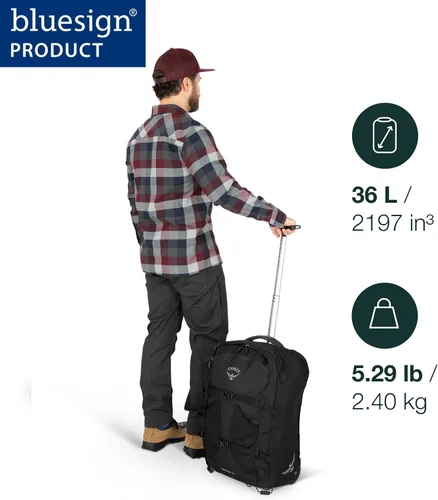 Vista 2 de Osprey Farpoint - Paquete de viaje con ruedas para hombre, 36 L, color negro