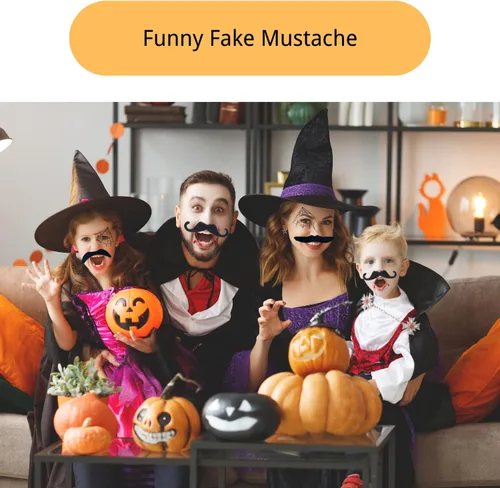 Vista 5 de 4 Pack Fake Mustache Self Adhesive Fake Beards Novelty Mustache Stickers Hairy Realistic Beard Stick Costume Beards for Party (Black, 48)