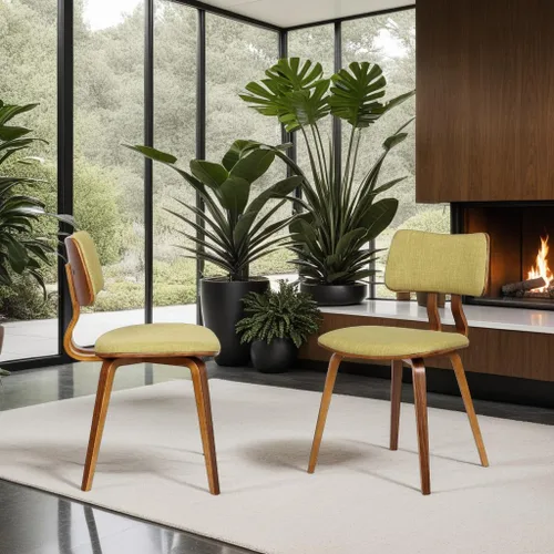 Vista 13 de Armen Living Jaguar Silla de comedor en tela de carbón y acabado de madera de nogal, acabado carbón/nogal, 20 pulgadas de profundidad x 18 pulgadas