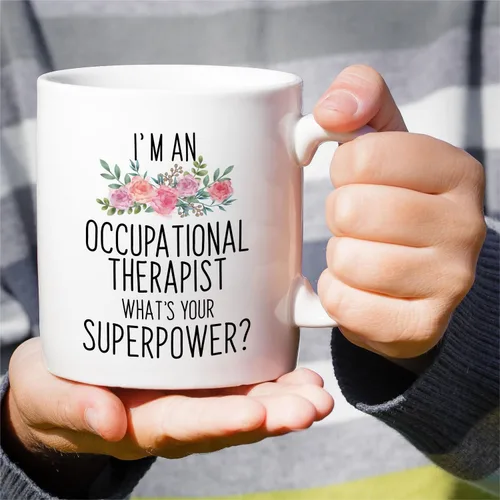 Vista 4 de Retreez Taza divertida para terapeuta ocupacional, regalo de terapia ocupacional, graduación, estudiante, taza de café de cerámica de 11 onzas