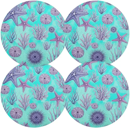 Vista 2 de Purple Blue Starfish Round Placemat, Non Slip Heat Protecting Placemats for Kitchen one sizex1