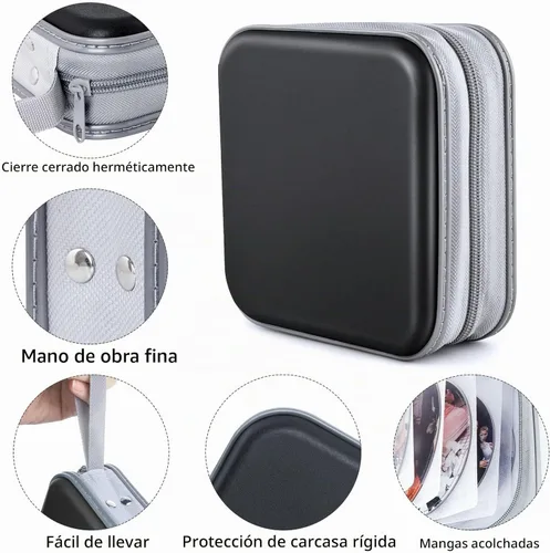Vista 2 de Estuche para CD/DVD, 48 Capacidad, Negro, Plástico, Portátil, Ligero