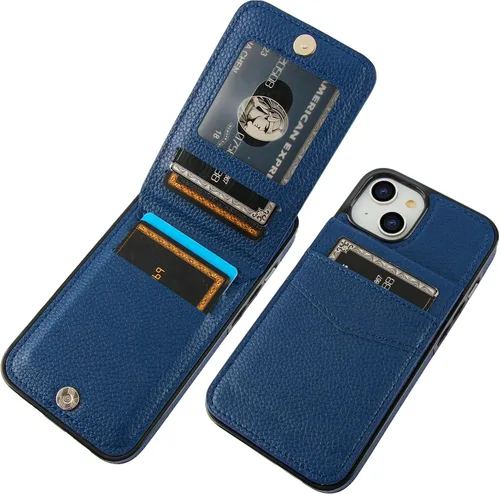 Vista 10 de KIHUWEY Compatible con iPhone 14 Funda Cartera con Soporte para Tarjeta de Crédito, Flip Cuero Premium Cierre Magnético Soporte Funda Protectora