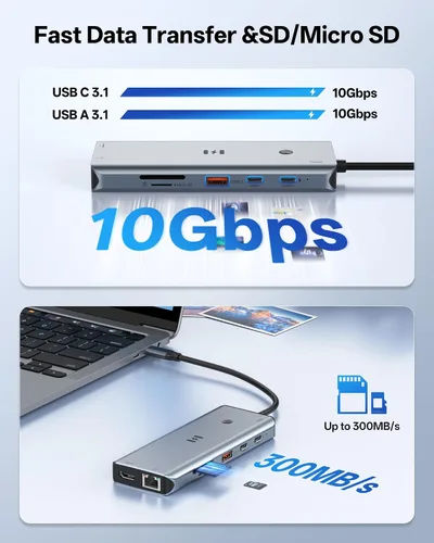 Vista 6 de Selore - Estación de acoplamiento USB C 3 monitores 3 HDMI 13 en 1