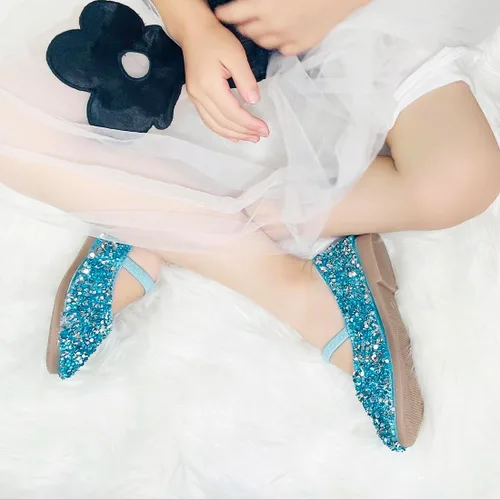 Vista 5 de YIBLBOX Girls Dress Shoes Mary Jane Flats Princess Dresses for Girls Ballet Flats Glitter Shoes Flower Girls Shoes