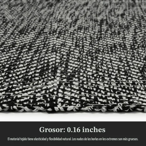 Vista 6 de Collive Alfombra de Baño Negra, 2' x 3' Tejida a Mano Lavable Alfombras Pequeñas de Cocina, Alfombra de Entrada Reversible de Algodón Alfombra