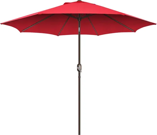 Vista 9 de Sombrilla de patio de 7.5 pies/9 pies, sombrilla de piscina con protección UV con poste resistente, sombrilla para exteriores con botón