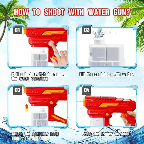 Vista 5 de Pistola de agua eléctrica para adultos y niños Super Squirt Guns Juguetes automáticos de agua de hasta 26 pies de largo alcance para verano