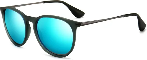 Vista 14 de SUNGAIT Gafas de sol redondas vintage prémium para mujeres y hombres Gradiente ámbar/marrón