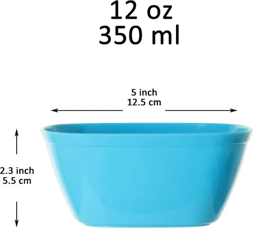 Vista 2 de Youngever Paquete de 9 cuencos de plástico de 12 onzas para aperitivos y niños, juego de 9 colores arcoíris