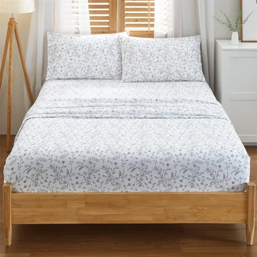 Vista 19 de HYPREST 100% Cotton Percale Sheets Queen, Blue Rose Floral Deep Pocket 16
