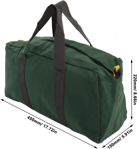 Vista 7 de Bolsa de herramientas portátil de lona de boca ancha de gran capacidad, bolsa de herramientas de mano con cremallera extra larga, bolsa
