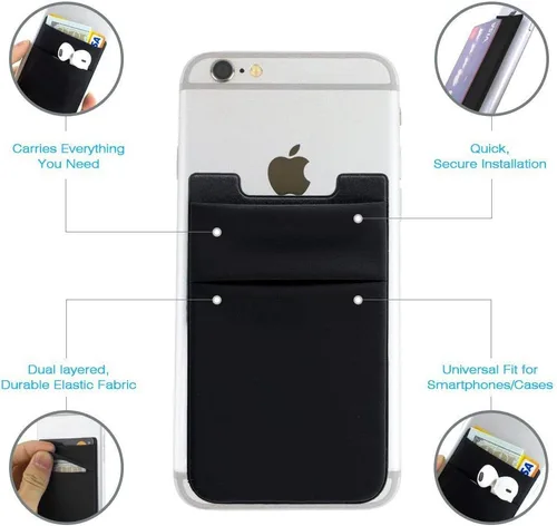 Vista 6 de Hoblaze Funda elástica para tarjetas de crédito, con bolsillo para tarjetas de crédito, funda adhesiva 3M, compatible con teléfonos inteligentes