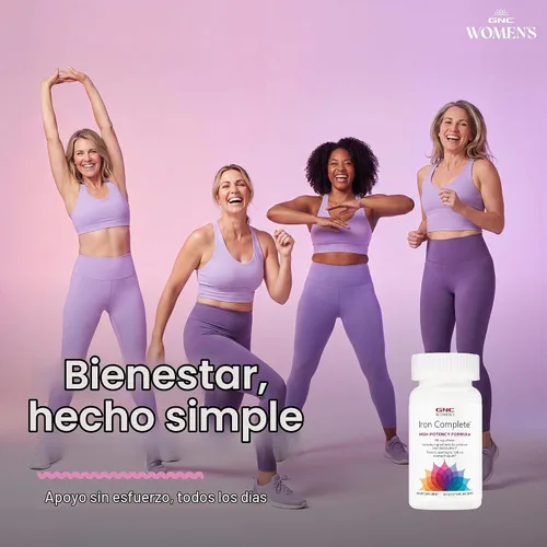 Vista 5 de GNC Multivitamínico completo de hierro para mujer, mejora la capacidad de absorber hierro, 60 cápsulas Proporciona 30 miligramos de hierro