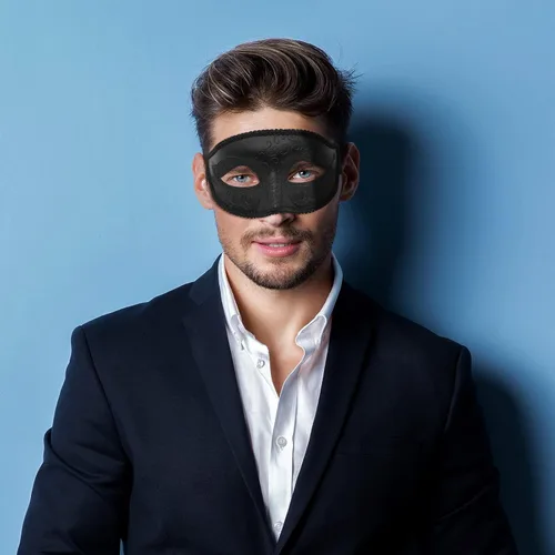 Vista 5 de Vtrem Máscara de mascarada para parejas juego de máscara de fiesta de Mardi Gras negro, para mujeres, hombres, adultos, Navidad, veneciana