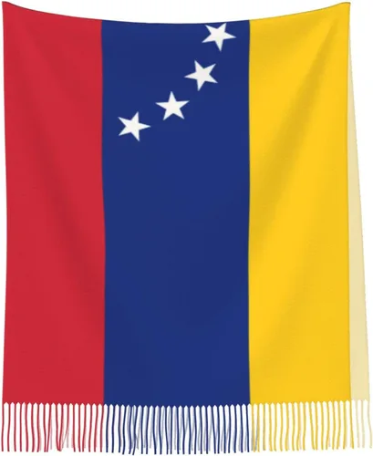 Vista 4 de ZGXJJPP Bufanda de gran tamaño con borla para mujer con la bandera de Venezuela, Multicolor