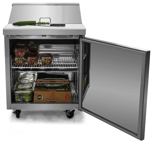 Vista 4 de FSE Mesa de preparación comercial refrigerada de una sola puerta de 27.5 pulgadas, 6 pies cúbicos, acero inoxidable, 115 V