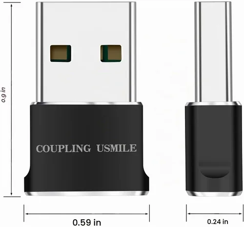 Vista 7 de Adaptador USB a USB C 4 Pcs Negro, Carga Rápida, Transferencia y Tipo C OTG
