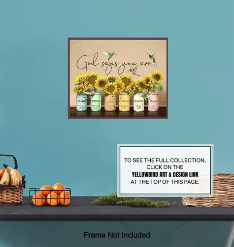 Vista 7 de Dios dice que eres arte de pared – Afirmaciones cristianas – Regalos de aliento religioso para mujeres – Inspirador, Salmos, versículos