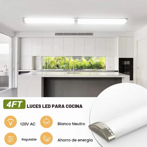 Vista 3 de Lámpara de techo LED regulable de 4 pies 40 W 4000 K, paquete de 2