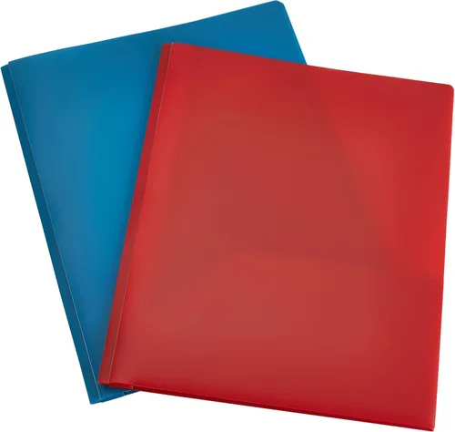 Vista 7 de Carpetas Amazon Basics de plástico resistente con 2 bolsillos para papel tamaño carta, colores surtidos, paquete de 6