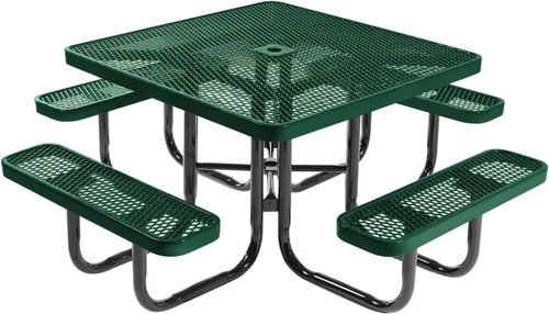 Vista 97 de COATEDOUTDOORFURNITURE Mesa de picnic cuadrada de 46 pulgadas, expandida, color negro