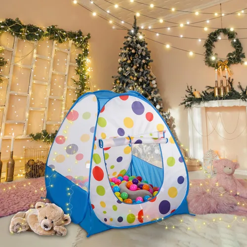 Vista 4 de EocuSun Casa de juegos emergente, piscina de pelotas tienda de juegos para niños para interiores y exteriores, tienda plegable para niños niñas