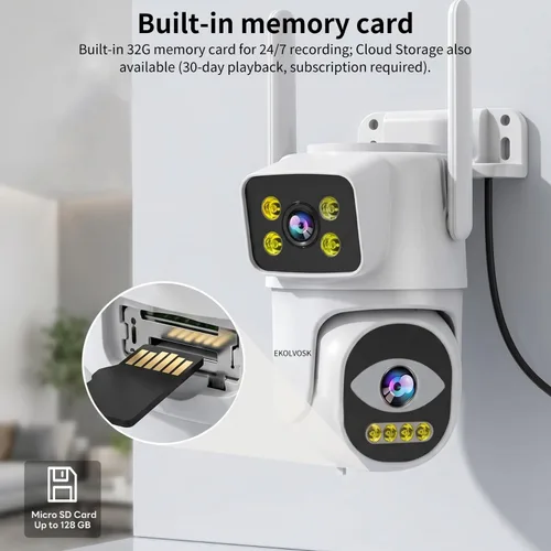 Vista 8 de Cámaras 4G de doble lente para seguridad del hogar, cámara inteligente de seguridad panorámica/inclinable, para exteriores/interiores, visión