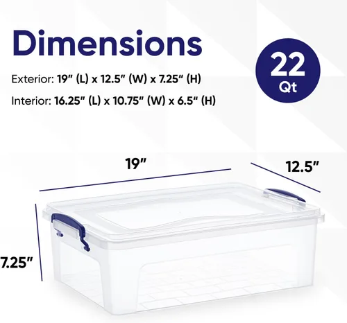 Vista 2 de Superio Contenedores de almacenamiento con tapas, recipientes de plástico transparente para organizar, bolsas apilables, sin BPA, sin olor, cajas