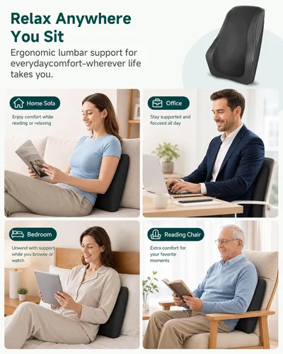 Vista 6 de Snailax Masajeador de espalda Shiatsu 4D con calor, masajeador profundo del Negro