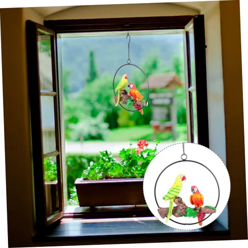 Vista 9 de YARNOW Adorno de loro, decoración de pájaro, decoración de la casa para el hogar, estatua de pájaro, escultura, decoración de escultura de jardín