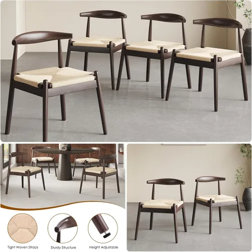 Vista 5 de Juego de mesa de comedor, juego de mesa de cocina redonda a ovalada expandible con 2 sillas de cuerda tejida, mesa de pedestal de madera con estante