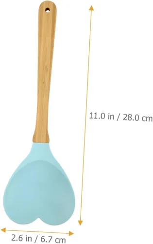 Vista 9 de 4 cucharas de sopa y ensalada de silicona con forma de corazón, prácticos utensilios de cocina para mezclar y servir y herramientas de cocina