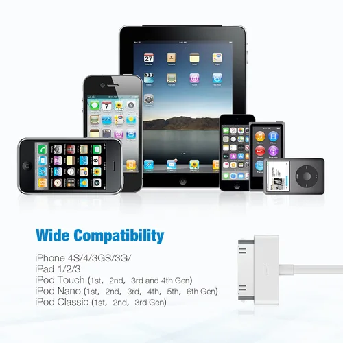 Vista 8 de sarmert Cable de carga USB de 30 pines certificado por Apple, cable de carga USB de 4.0 pies compatible con iPhone 4 4S 3G 3GS iPad 1 2 3 iPod Touch