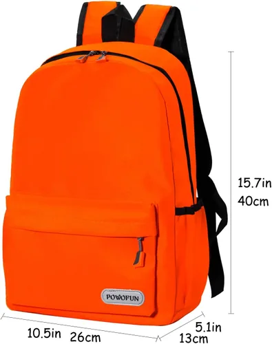 Vista 4 de Mochila para niños de 15 pulgadas, ligera, para escuela primaria, para jardín de infantes, mochila de viaje casual, Naranja, Personalizado