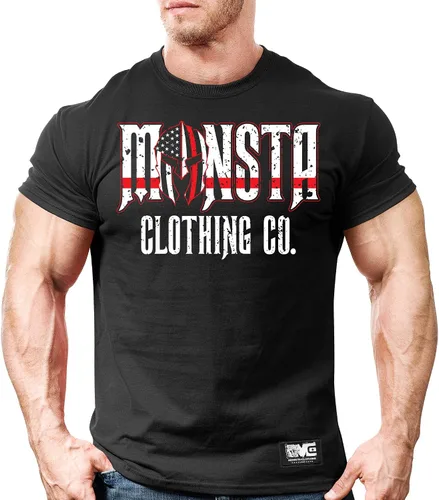 Vista 2 de Monsta Clothing Co. Camiseta de entrenamiento de culturismo para hombre (ThisMeansWAR) Fitness Gym
