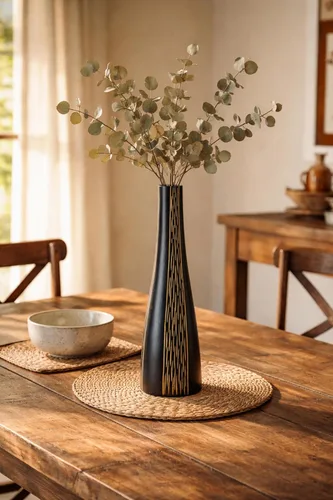 Vista 3 de AeraVida Decoración contemporánea con rayas de árbol de mango de madera en forma de botella