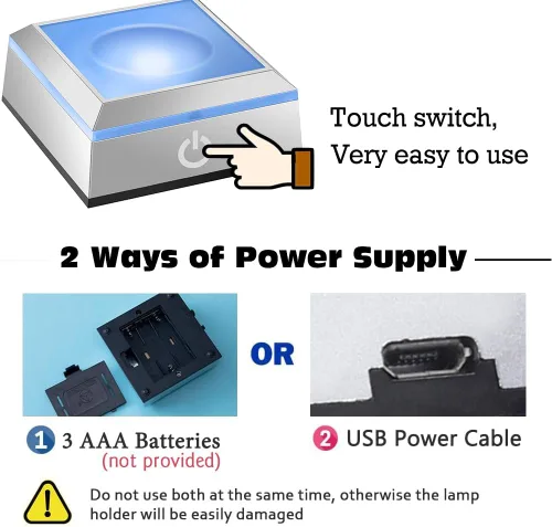 Vista 3 de ERWEI Base de luz LED esférica con recesión para exhibición de bola de cristal para arte de vidrio de cristal láser 3D con interruptor táctil