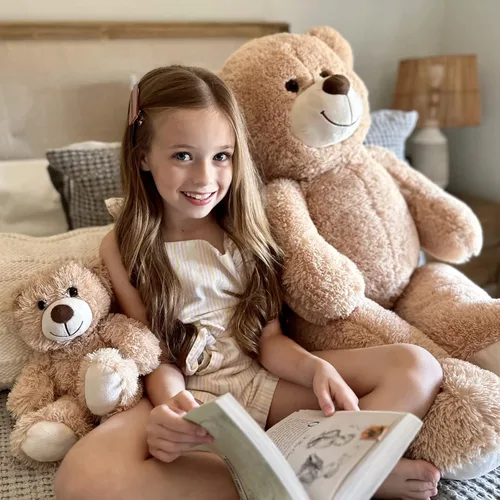 Vista 3 de Tezituor Oso de peluche grande con bebé, oso de peluche grande de 39 pulgadas con bebé, oso de peluche gigante para niños, novia en el día